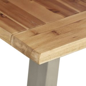 Dining Table 140X80X75 Cm Solid Acacia Wood And Stainless Steel