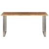 Dining Table 160x80x75 cm Solid Acacia Wood and Stainless Steel