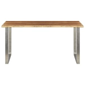 Dining Table 160x80x75 cm Solid Acacia Wood and Stainless Steel