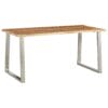Dining Table 160x80x75 cm Solid Acacia Wood and Stainless Steel