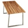 Dining Table 160x80x75 cm Solid Acacia Wood and Stainless Steel