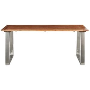 Dining Table 180x90x75 cm Solid Acacia Wood and Stainless Steel