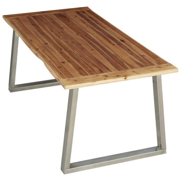 Dining Table 180x90x75 cm Solid Acacia Wood and Stainless Steel