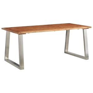 Dining Table 180x90x75 cm Solid Acacia Wood and Stainless Steel