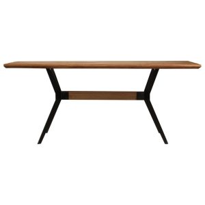 Dining Table and Bench Solid Acacia Wood Brown and Black