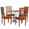 Dining Table Set 5 Piece Solid Acacia Wood with Sheesham Finish
