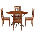 Dining Table Set 5 Piece Solid Acacia Wood with Sheesham Finish 1