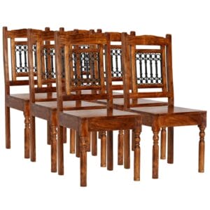 Dining Table Set 7 Piece Solid Acacia Wood with Sheesham Finish