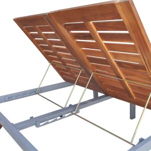 Double Sun Lounger Solid Acacia Wood