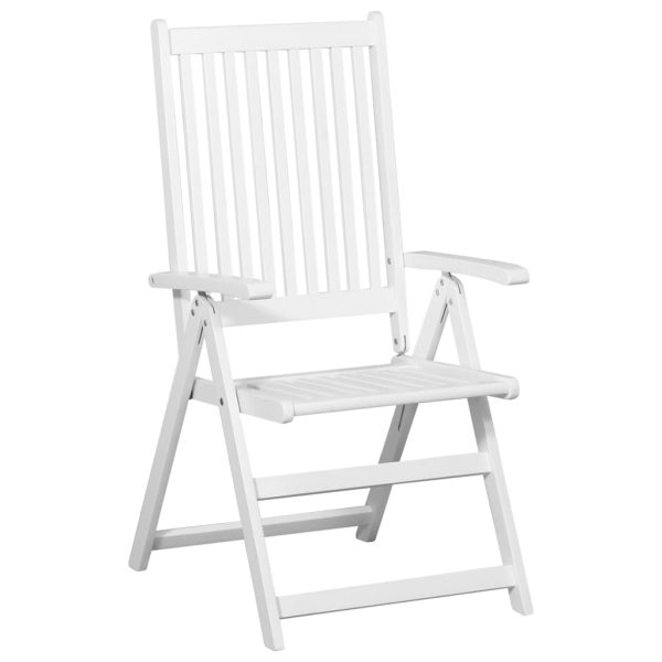Folding Dining Chairs 2 pcs Solid Acacia Wood White