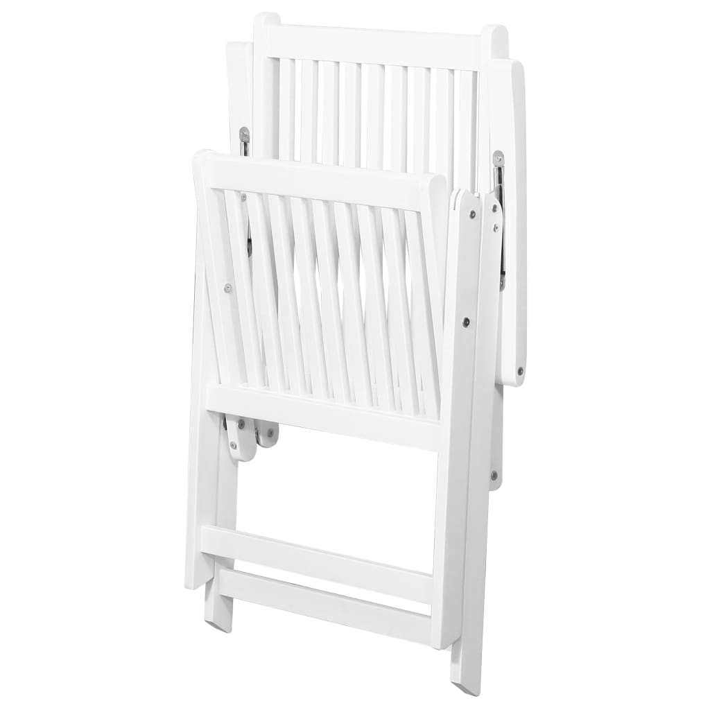 Folding Dining Chairs 2 pcs Solid Acacia Wood White