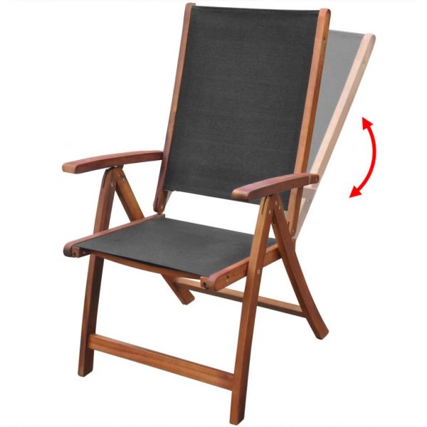 Folding Garden Chairs 2 Pcs Solid Acacia Wood And Textilene