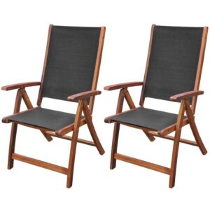 Folding Garden Chairs 2 pcs Solid Acacia Wood and Textilene