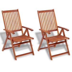 Folding Garden Chairs 2 pcs Solid Wood Brown