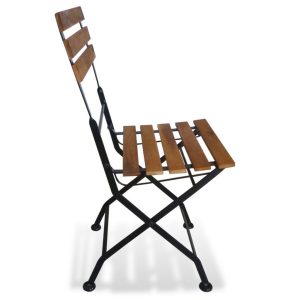 Folding Garden Chairs 2 Pcs Steel And Solid Acacia Wood