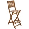 Folding Outdoor Bar Stools 2 pcs Solid Acacia Wood