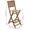 Folding Outdoor Bar Stools 2 pcs Solid Acacia Wood