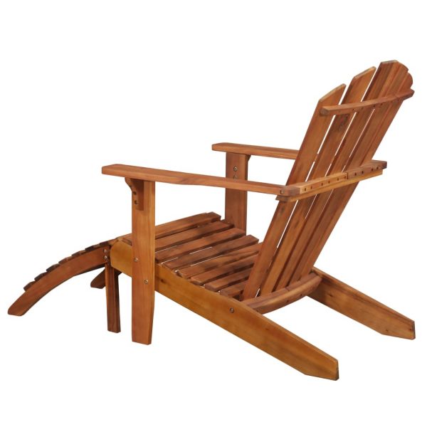Garden Adirondack Chair with Footrest Solid Acacia Wood