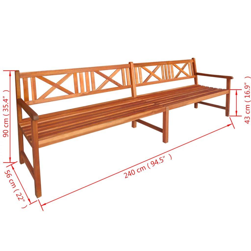 Garden Bench 240 cm Solid Acacia Wood
