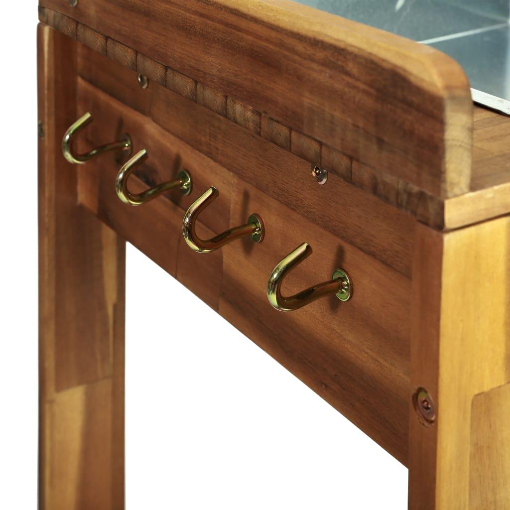 Garden Kitchen Trolley Solid Acacia Wood 92x43.5x141.5 cm