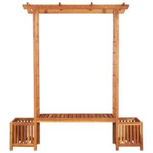 Garden Pergola with Bench and Planter Solid Acacia Wood