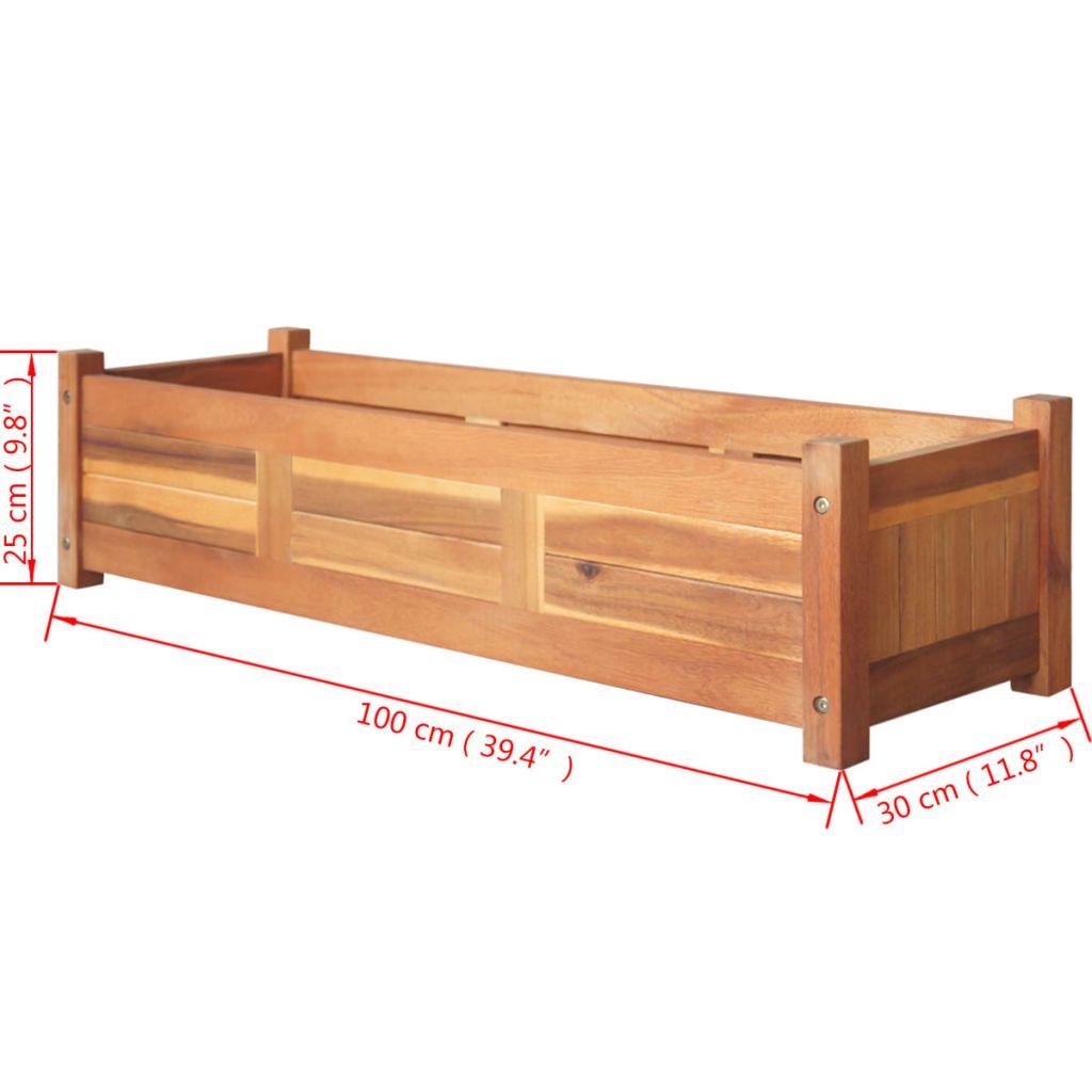 Garden Planter Acacia Wood 100x30x25 cm