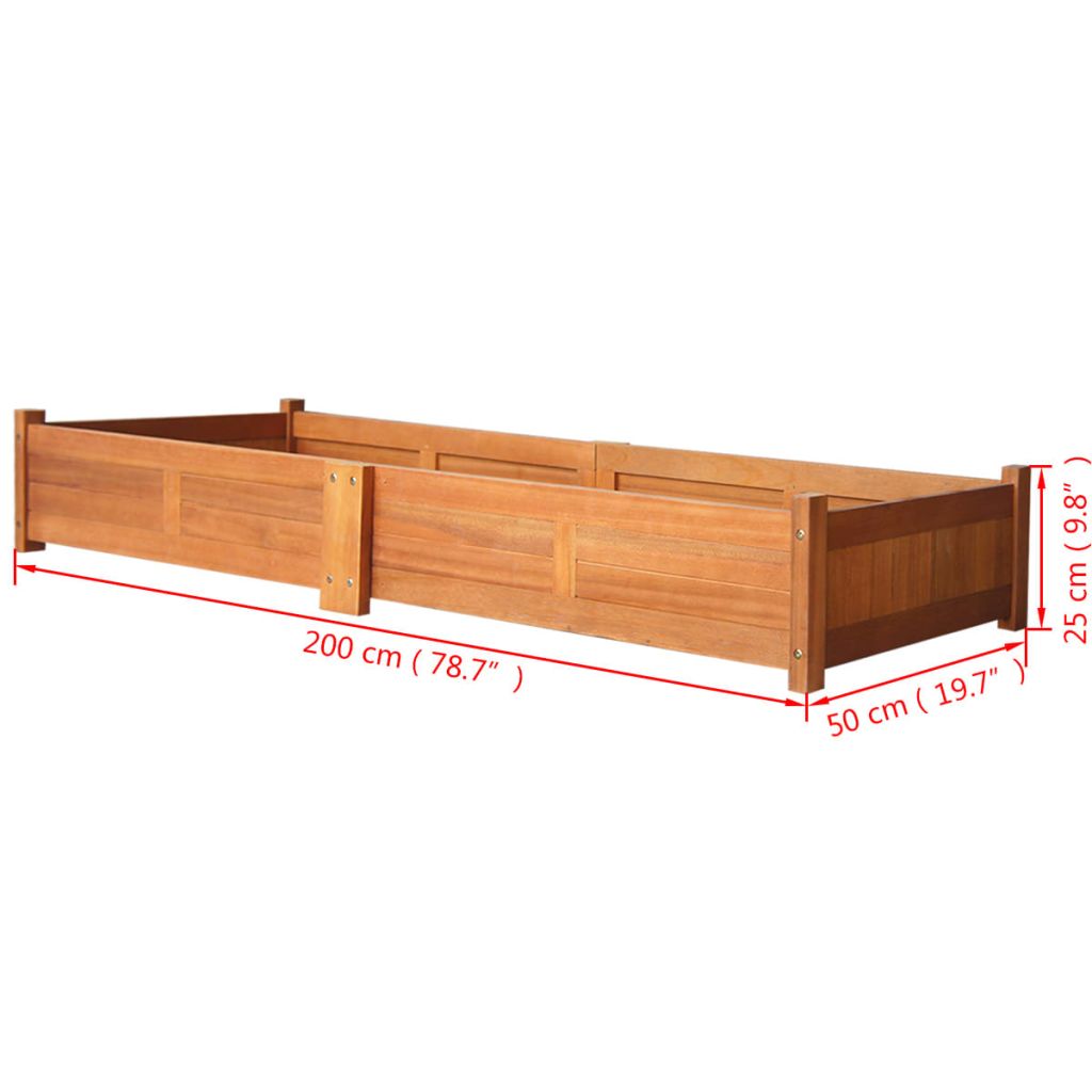 Garden Planter Acacia Wood 200x50x25 cm