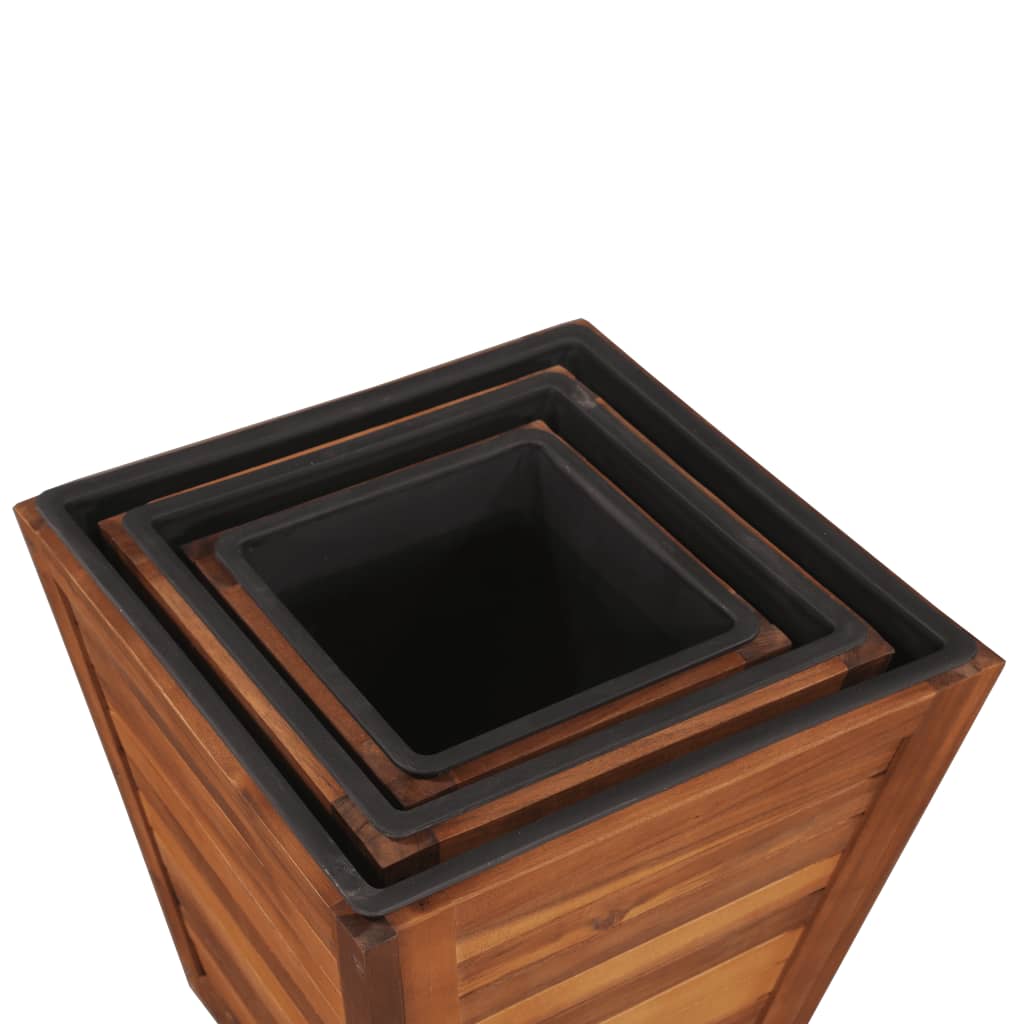 Garden Planter Set 3 Pieces Square Solid Acacia Wood