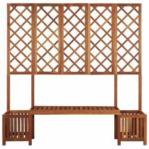 Garden Planter With Bench And Trellis Solid Acacia Wood