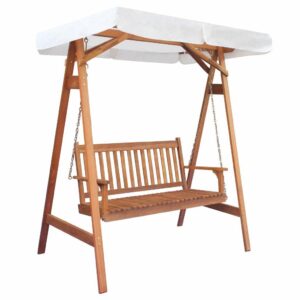 Garden Swing Chair with Canopy Eucalyptus Acacia Wood