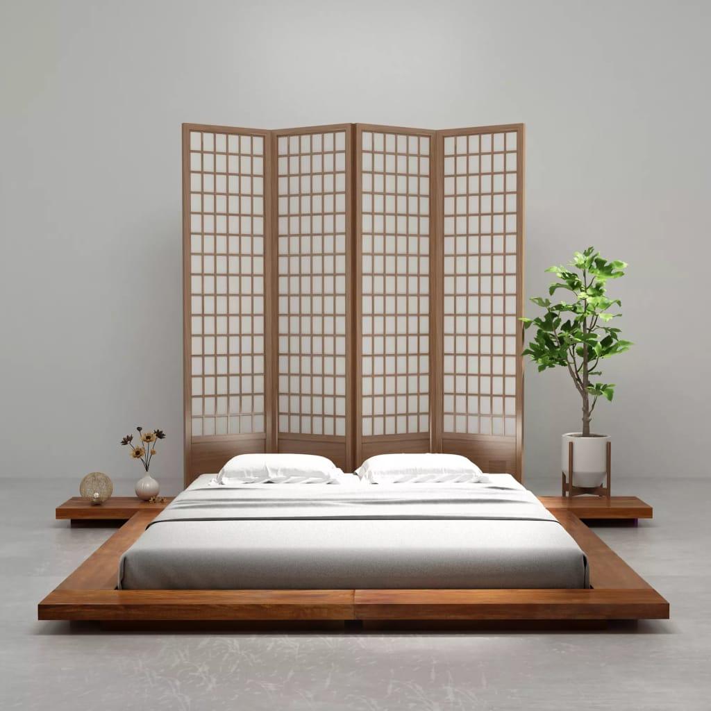 Japanese Style Futon Bed Frame Solid Wood 160x200 cm