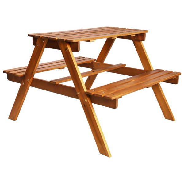 Kids Picnic Table With Parasol 79X90X60 Cm Solid Acacia Wood