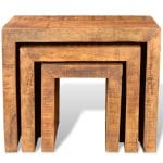 Nesting Table Set 3 Pieces Solid Mango Wood 3