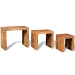 Nesting Table Set 3 Pieces Solid Mango Wood 5