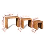 Nesting Table Set 3 Pieces Solid Mango Wood 6