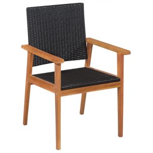 Outdoor Chairs 2 pcs Poly Rattan Black and Brown