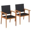 Outdoor Chairs Set of 2 Poly Rattan Black and Brown