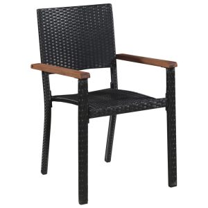 Outdoor Chairs Set of 2 Poly Rattan Black