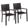 Outdoor Chairs Set of 2 Poly Rattan Black