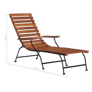 Outdoor Deck Chair Solid Acacia Wood