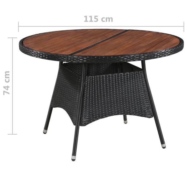 Outdoor Dining Table Poly Rattan And Solid Acacia Wood 115X74Cm