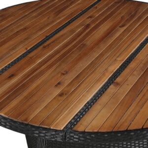 Outdoor Dining Table Poly Rattan and Solid Acacia Wood 150x74cm