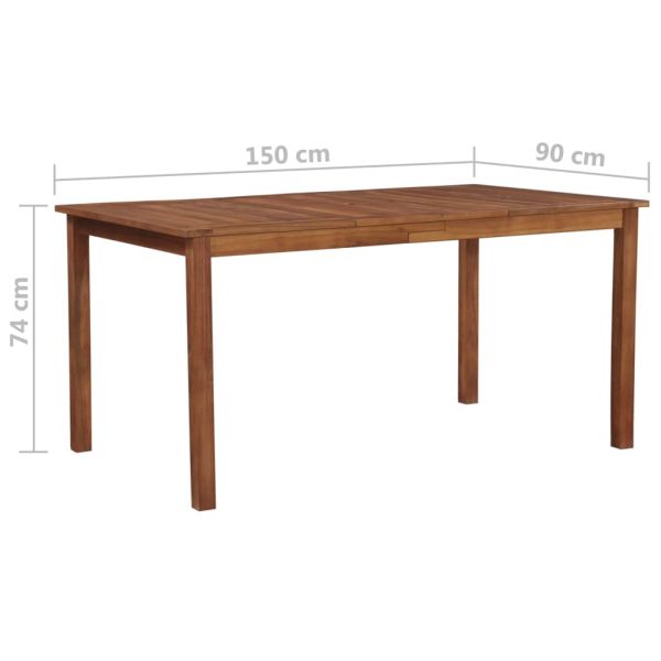 Outdoor Dining Table Solid Acacia Wood 150X90X74 Cm