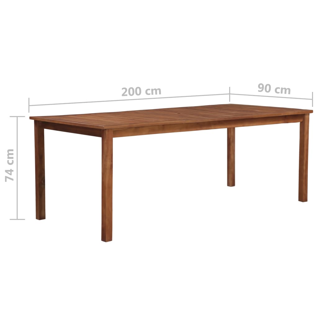Outdoor Dining Table Solid Acacia Wood 200x90x74cm