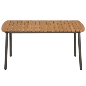 Outdoor Dining Table Solid Acacia Wood and Steel 150x90x72cm