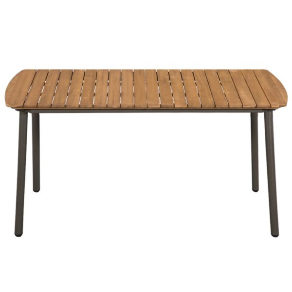 Outdoor Dining Table Solid Acacia Wood And Steel 150X90X72Cm