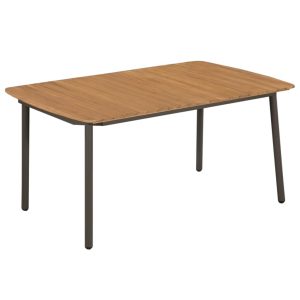 Outdoor Dining Table Solid Acacia Wood and Steel 150x90x72cm