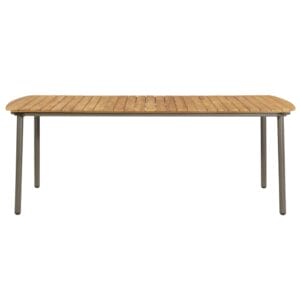 Outdoor Dining Table Solid Acacia Wood and Steel 200x100x72cm