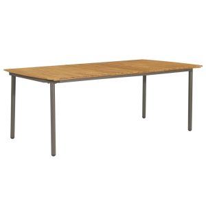 Outdoor Dining Table Solid Acacia Wood and Steel 200x100x72cm