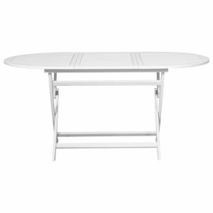 Outdoor Dining Table White 160x85x75 cm Acacia Wood Oval